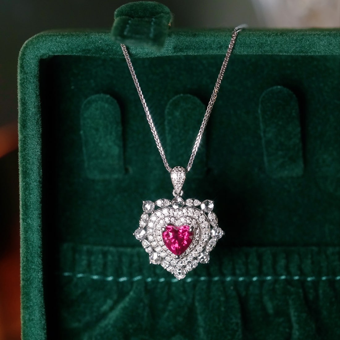 14k Gold 1.85 Ctw Natural Spinel & Diamond Pendant( Without Chain ) - 8