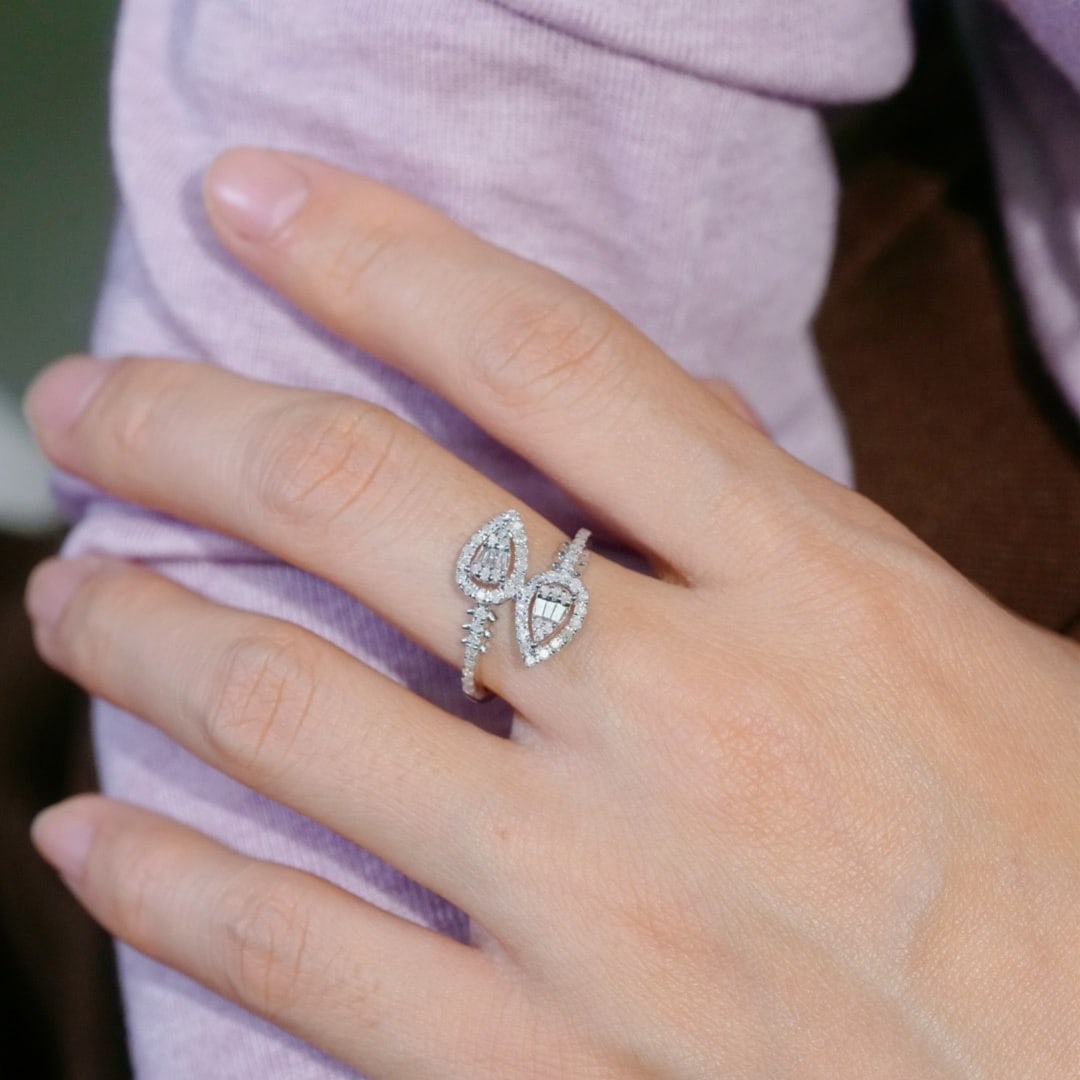 14k Gold 0.45 Ct Natural H Diamond Ring - 2