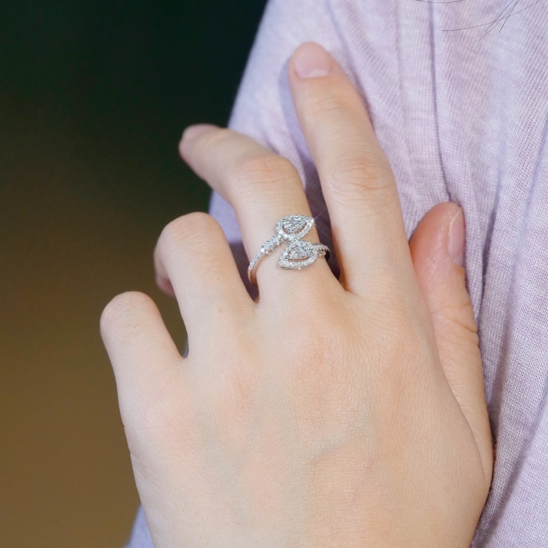 14k Gold 0.45 Ct Natural H Diamond Ring - 4