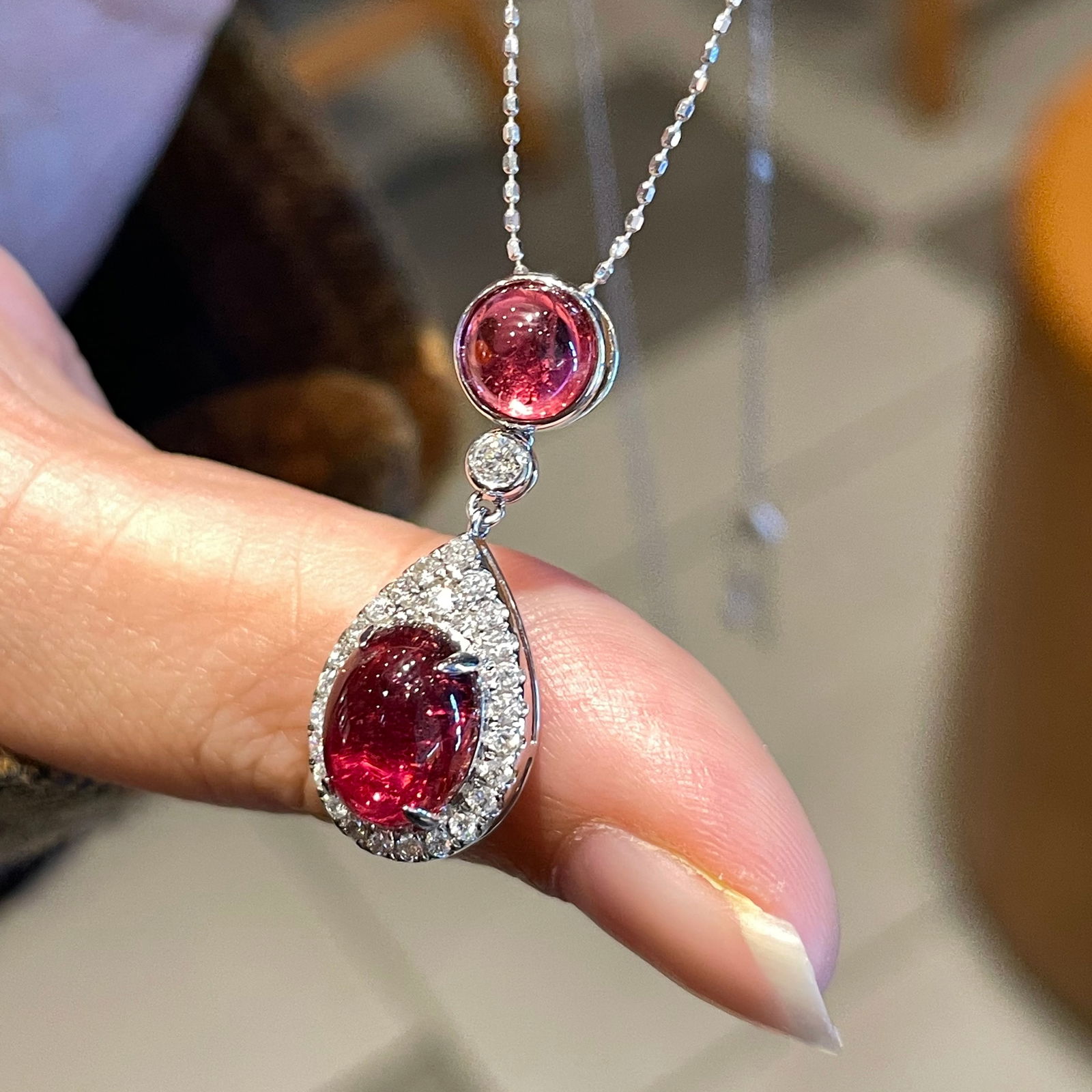 14k Gold 3.45 Ctw Natural Tourmaline & Diamond Pendant( Without Chain ) - 3