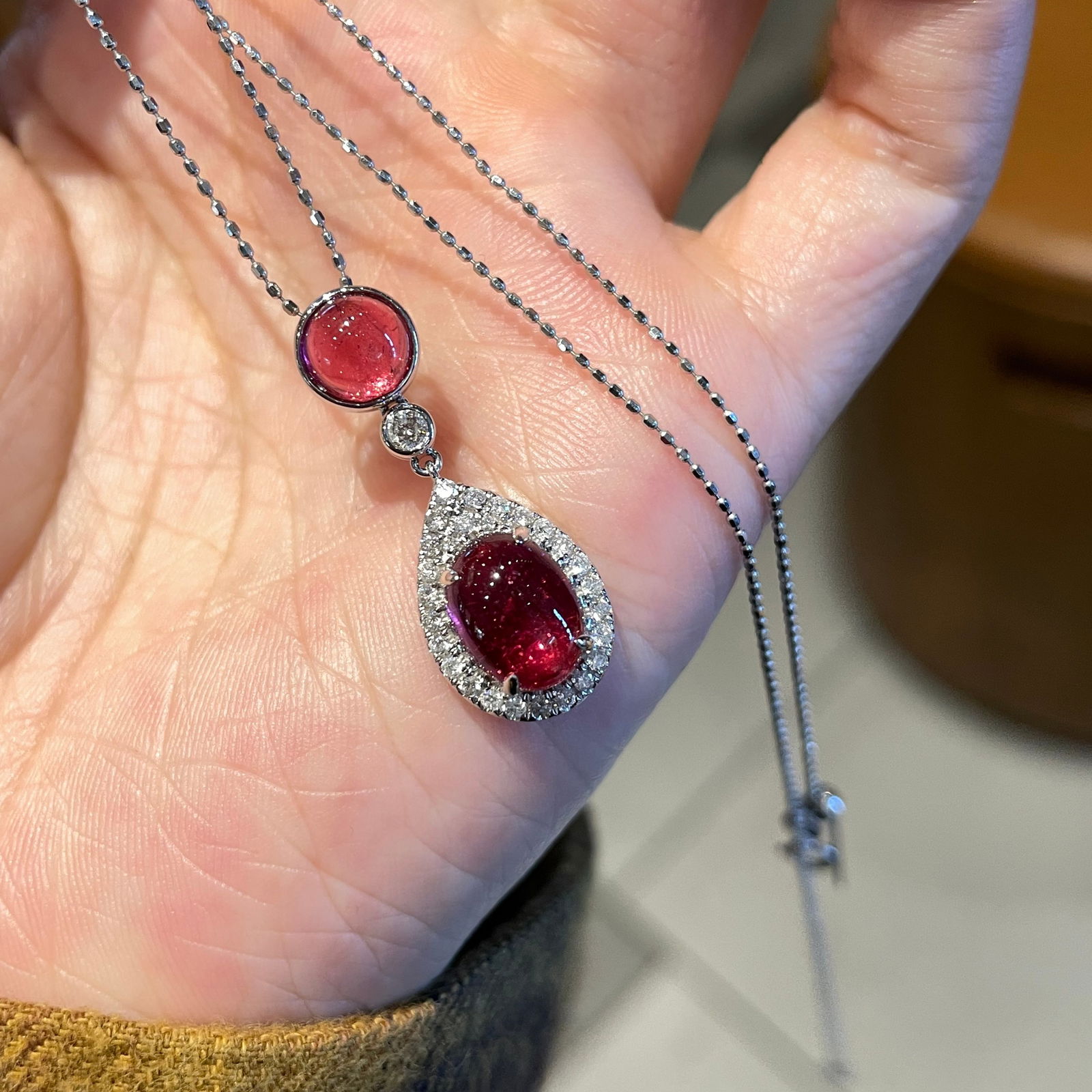 14k Gold 3.45 Ctw Natural Tourmaline & Diamond Pendant( Without Chain ) - 4