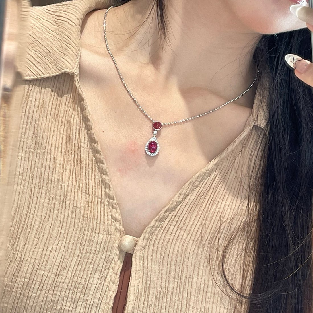 14k Gold 3.45 Ctw Natural Tourmaline & Diamond Pendant( Without Chain ) - 5