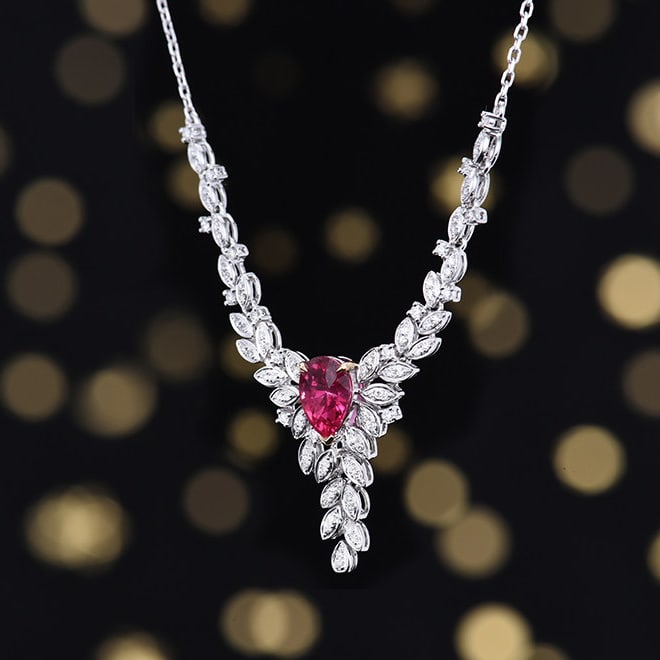 14k Gold 1.40 Ctw Natural Ruby & Diamond Necklace - 3