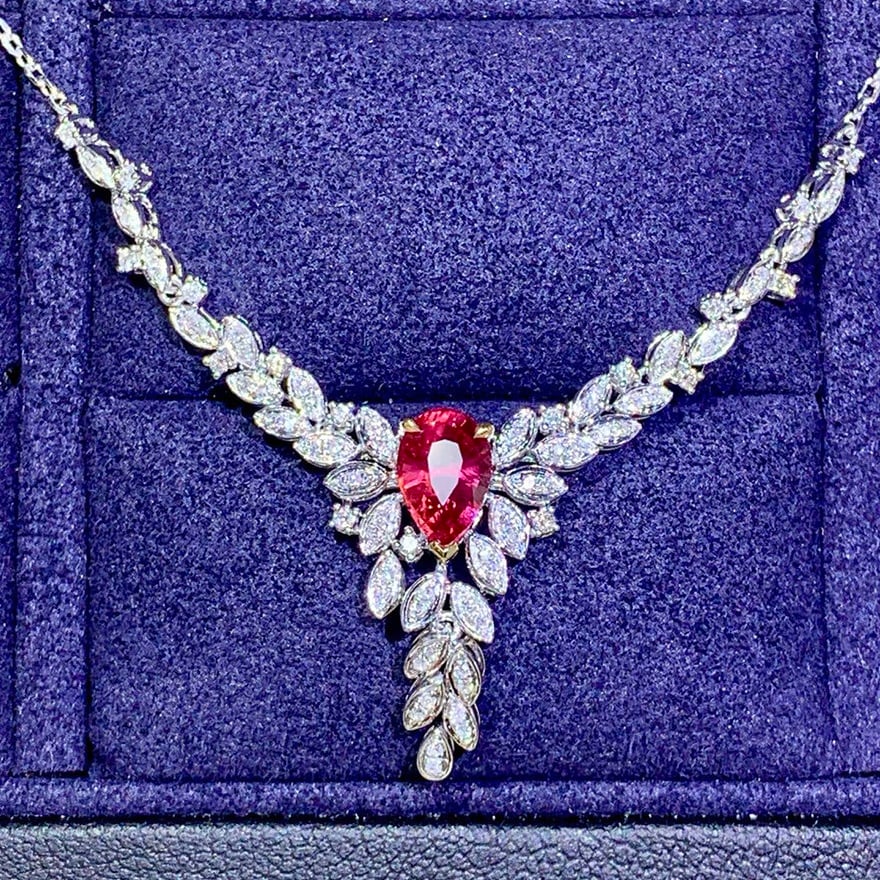 14k Gold 1.40 Ctw Natural Ruby & Diamond Necklace - 8