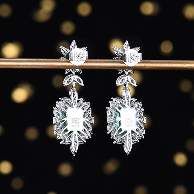 14k Gold 7.42 Ctw Natural Emerald & Sapphire Earrings - 4