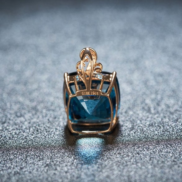 14k Gold 19 Ct Natural Topaz & Diamond Pendant( Without Chain ) - 5