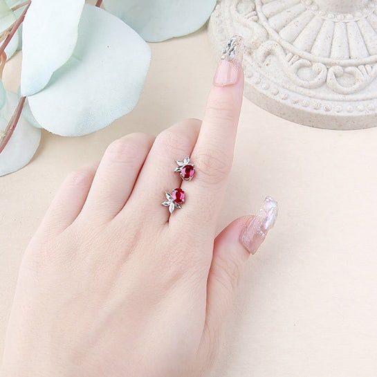 14k Gold 1.24 Ctw Natural Ruby & Diamond Ring - 7