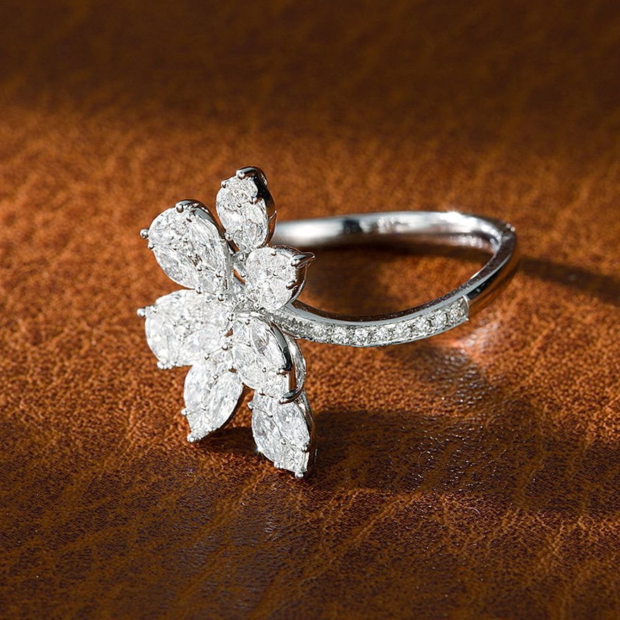 14k Gold 0.92 Ct Natural H Diamond Ring - 3