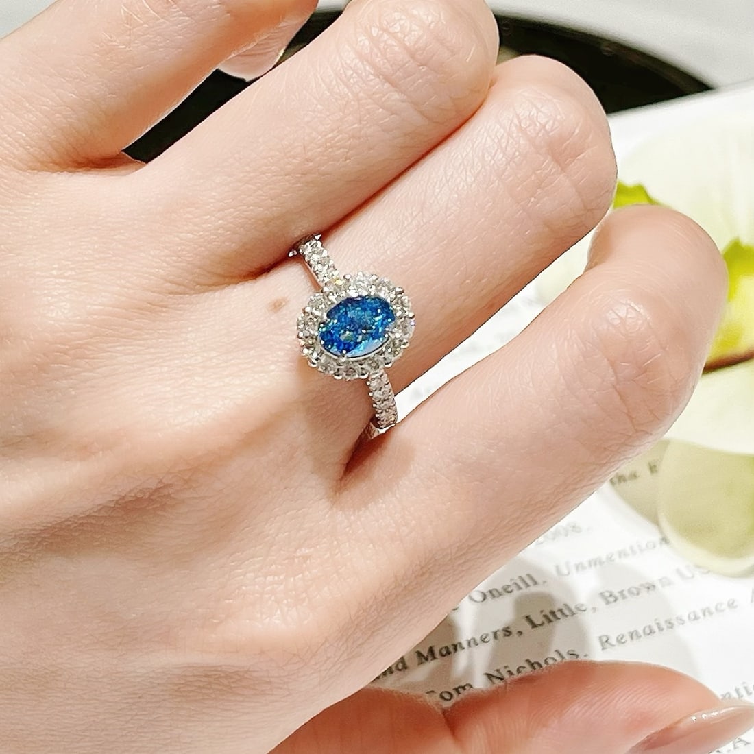 14k Gold 1.67 Ctw Natural Blue Diamond & Diamond Ring - 5