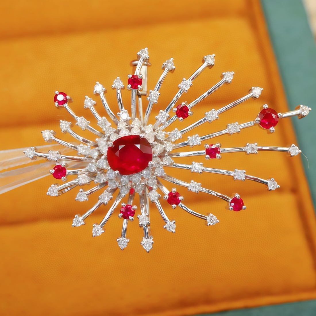 14k Gold 1.39 Ctw Natural Ruby & Ruby Brooch/pendant( Without Chain ) - 2