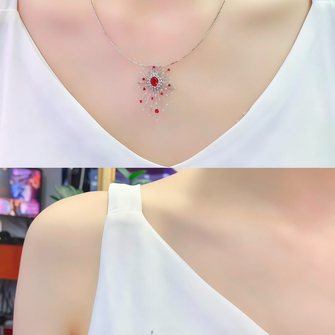 14k Gold 1.39 Ctw Natural Ruby & Ruby Brooch/pendant( Without Chain ) - 5