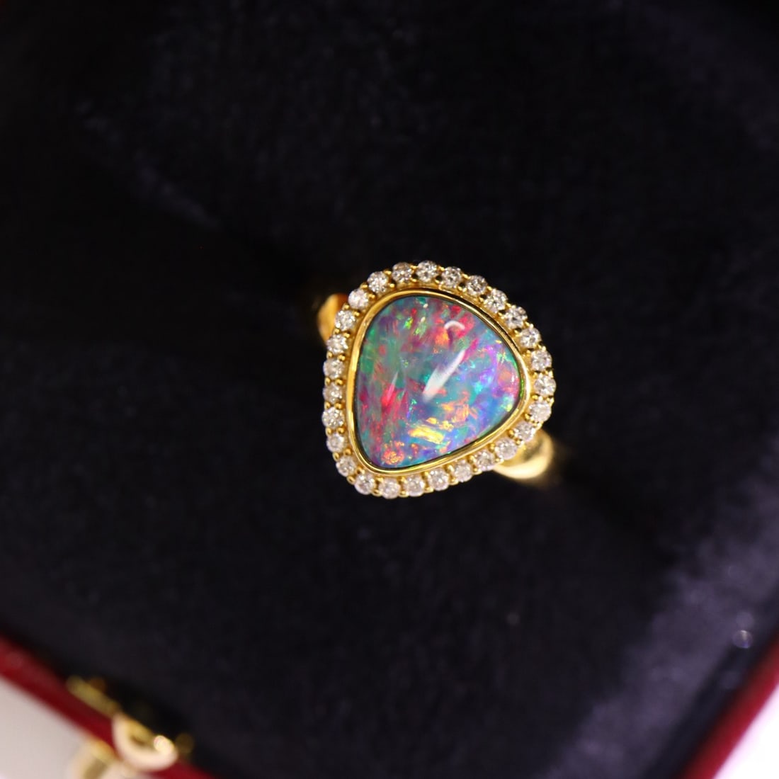 14k Gold 1.77 Ctw Natural Opal & Diamond Ring - 5