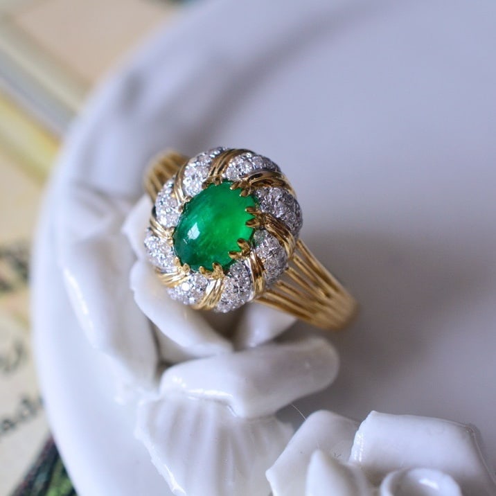 14k Gold 1.17 Ctw Natural Emerald & Diamond Ring - 2
