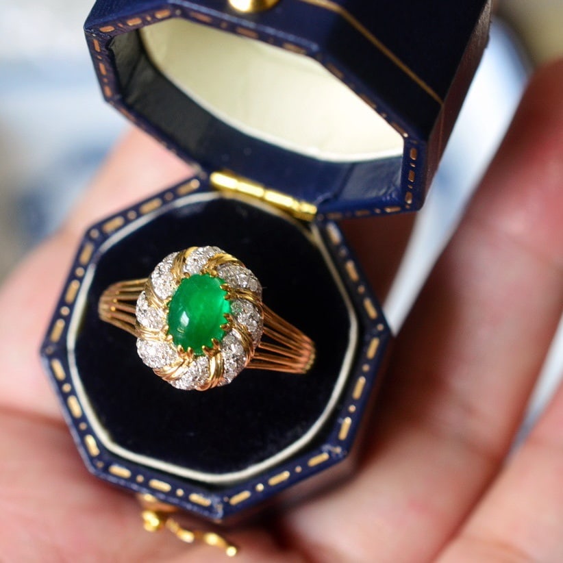 14k Gold 1.17 Ctw Natural Emerald & Diamond Ring - 4