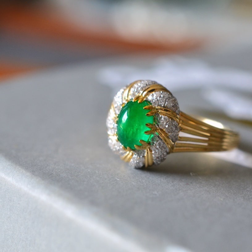 14k Gold 1.17 Ctw Natural Emerald & Diamond Ring - 8