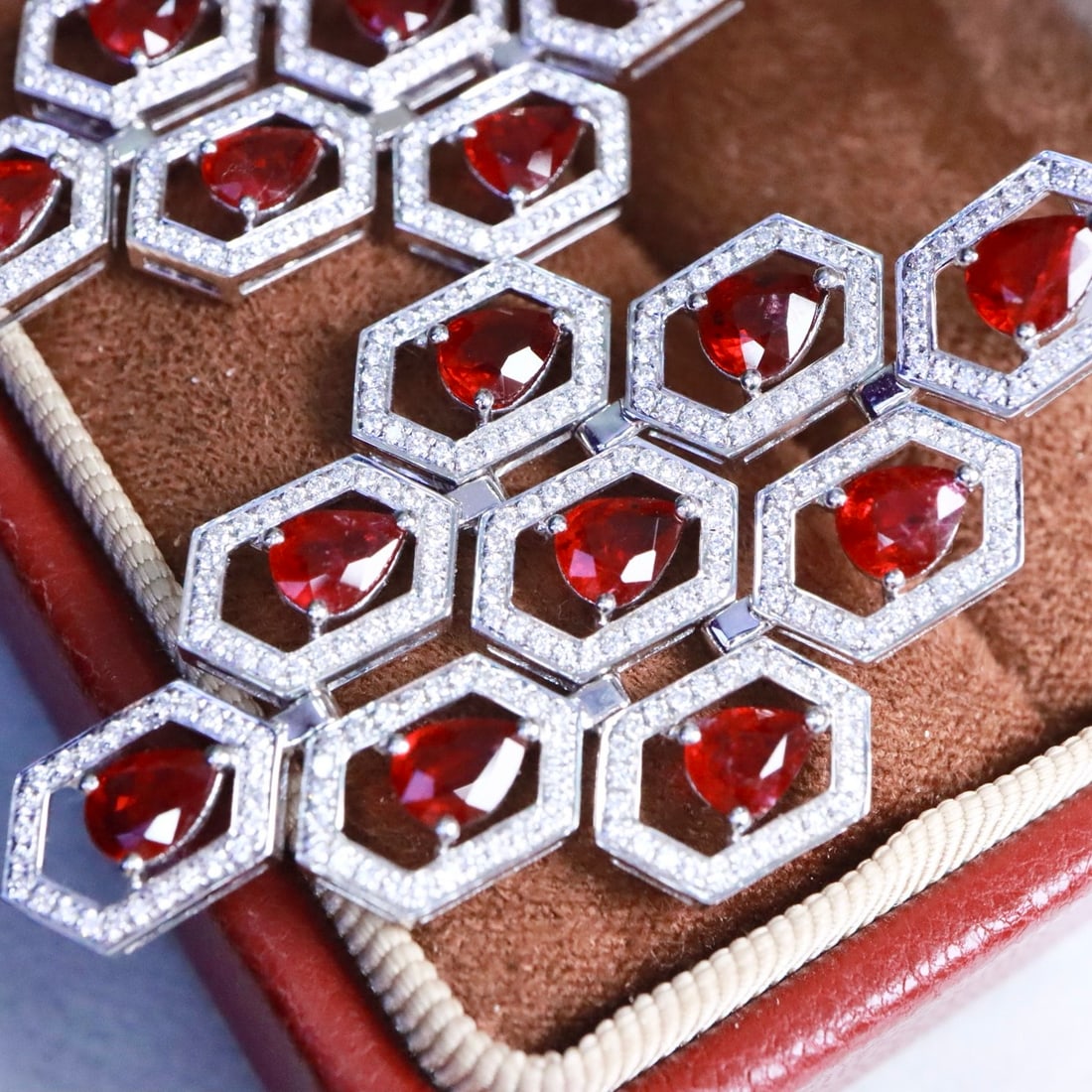 14k Gold 7.97 Ctw Natural Ruby & Lab Grown Diamond Earrings - 4