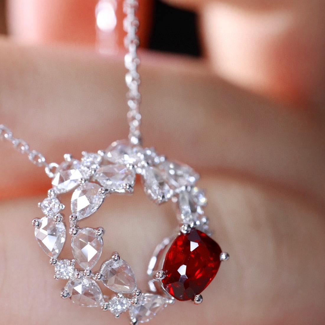 14k Gold 1.38 Ctw Natural Ruby & Diamond Necklace - 5