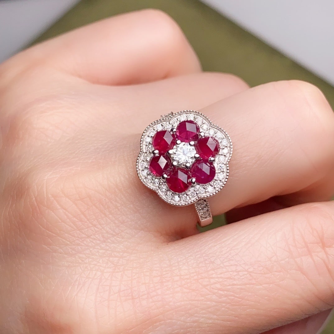 14k Gold 2.05 Ctw Natural Ruby & Diamond Ring - 2