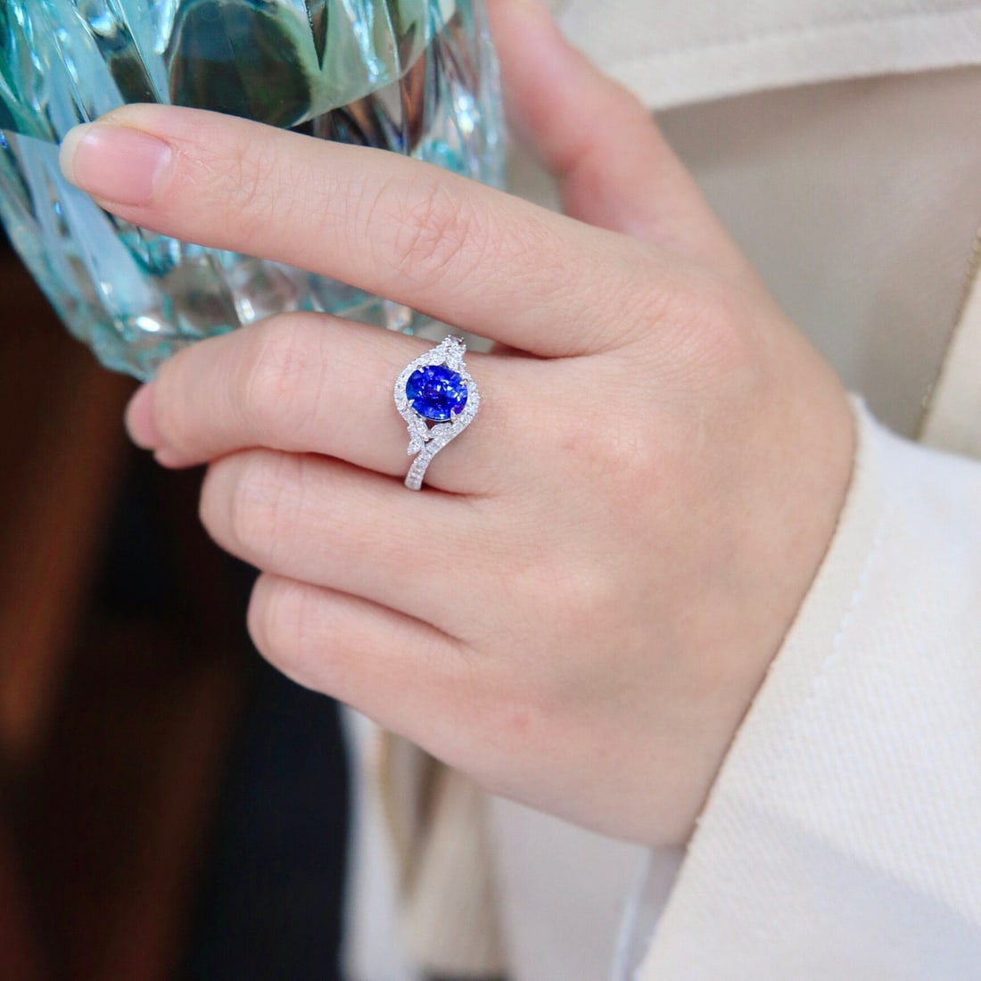 14k Gold 2.39 Ctw Natural Sapphire & Diamond Ring - 8