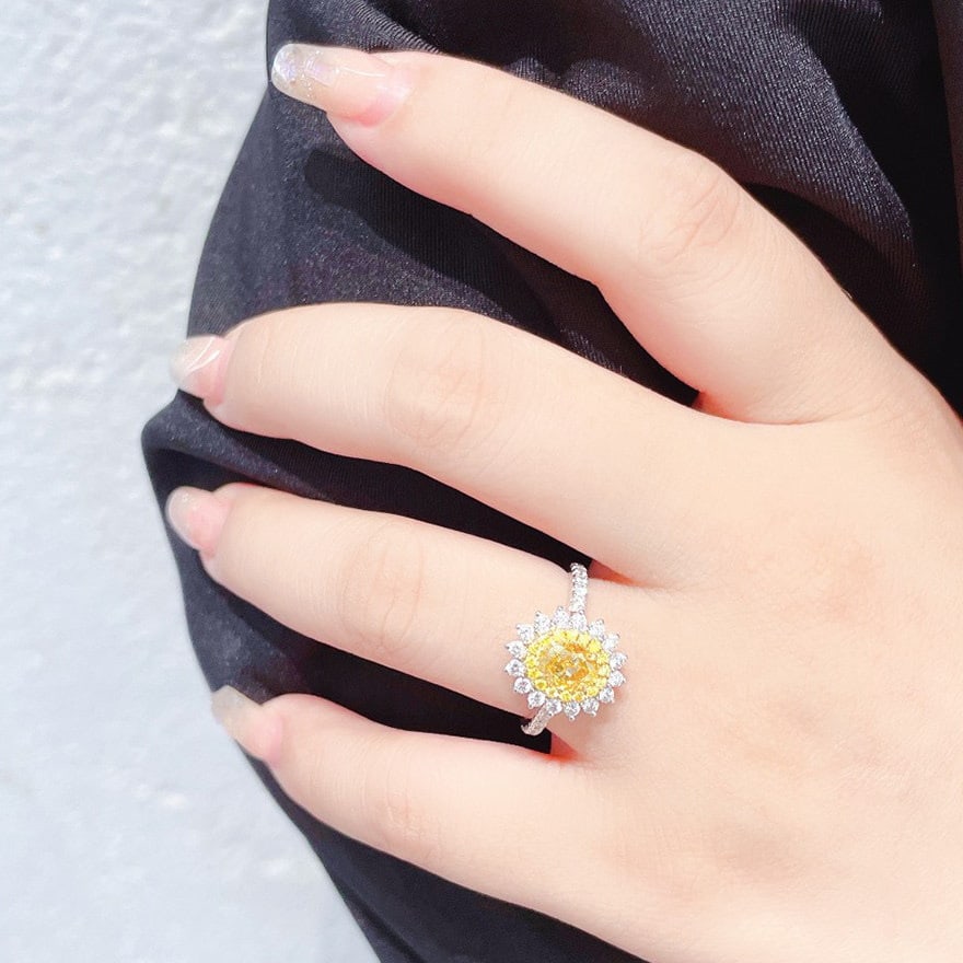 Gia Certified 14k Gold 1.30 Ctw Natural Yellow Diamond & Diamond Ring - 5