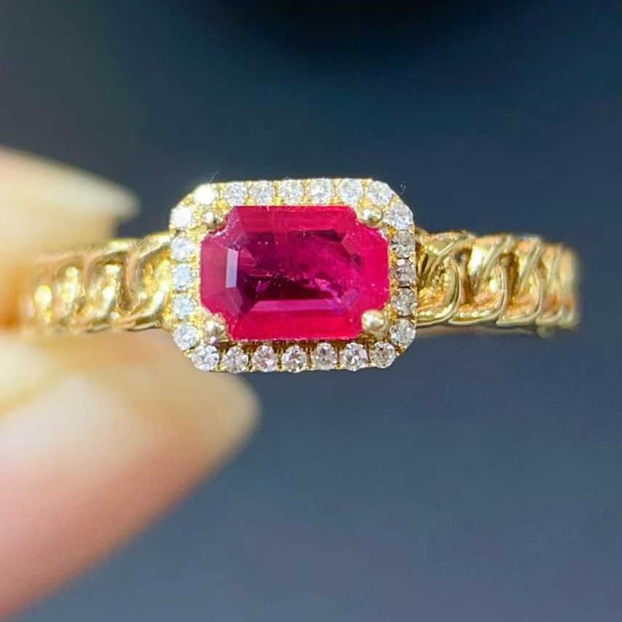 14k Gold 0.60 Ctw Natural Ruby & Diamond Ring - 2