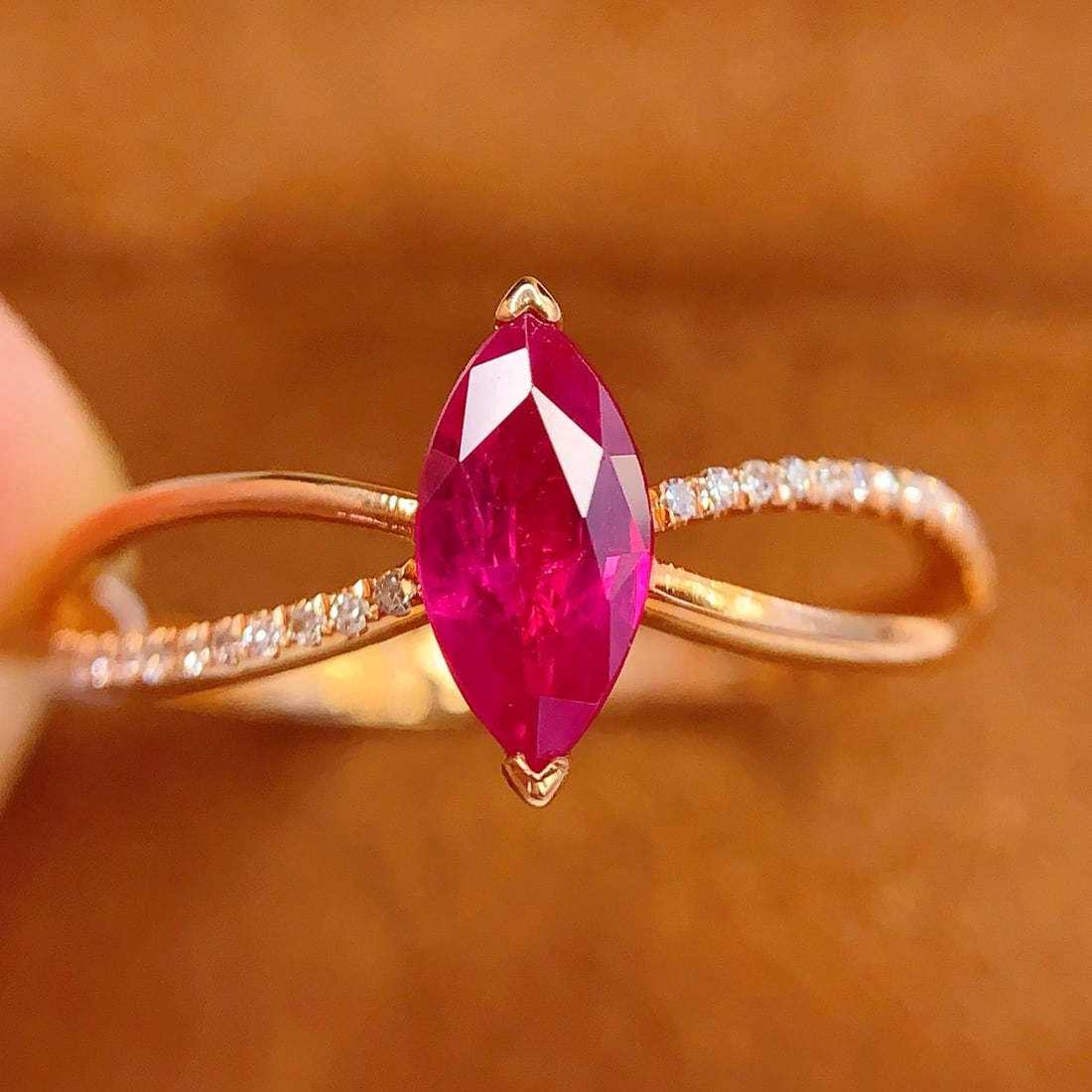 14k Gold 0.7 Ct Natural Ruby & Diamond Ring - 2