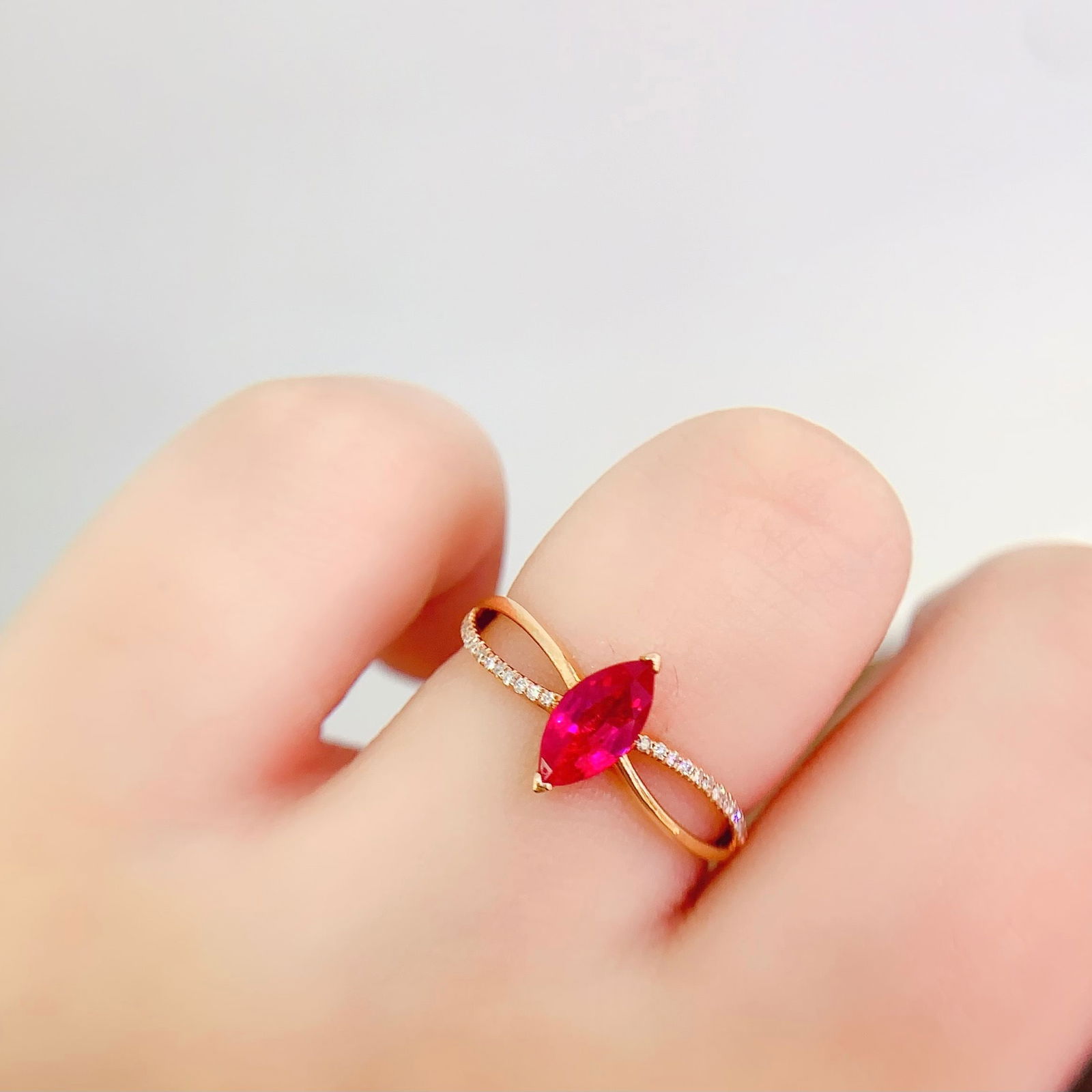 14k Gold 0.7 Ct Natural Ruby & Diamond Ring - 6