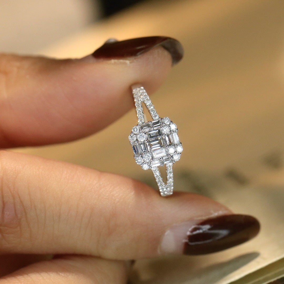 14k Gold 0.48 Ct Natural H Diamond Ring - 2