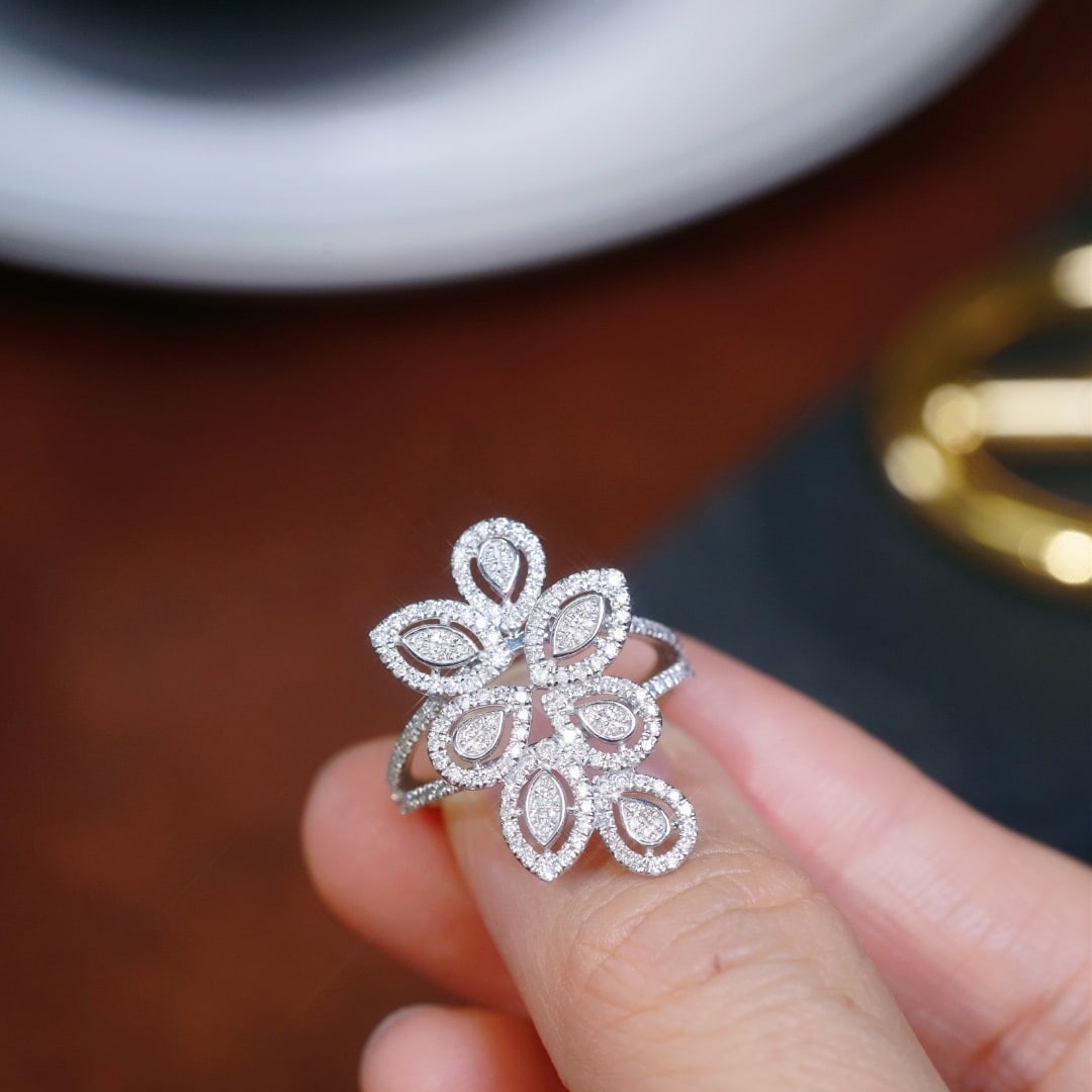 14k Gold 0.70 Ct Natural H Diamond Ring - 5