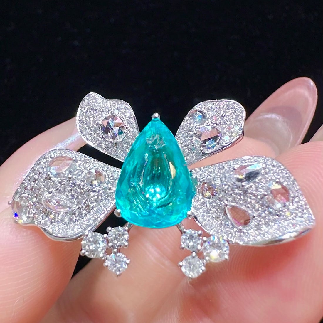 14k Gold 3.30 Ctw Natural Paraiba Tourmaline & Diamond Ring - 2