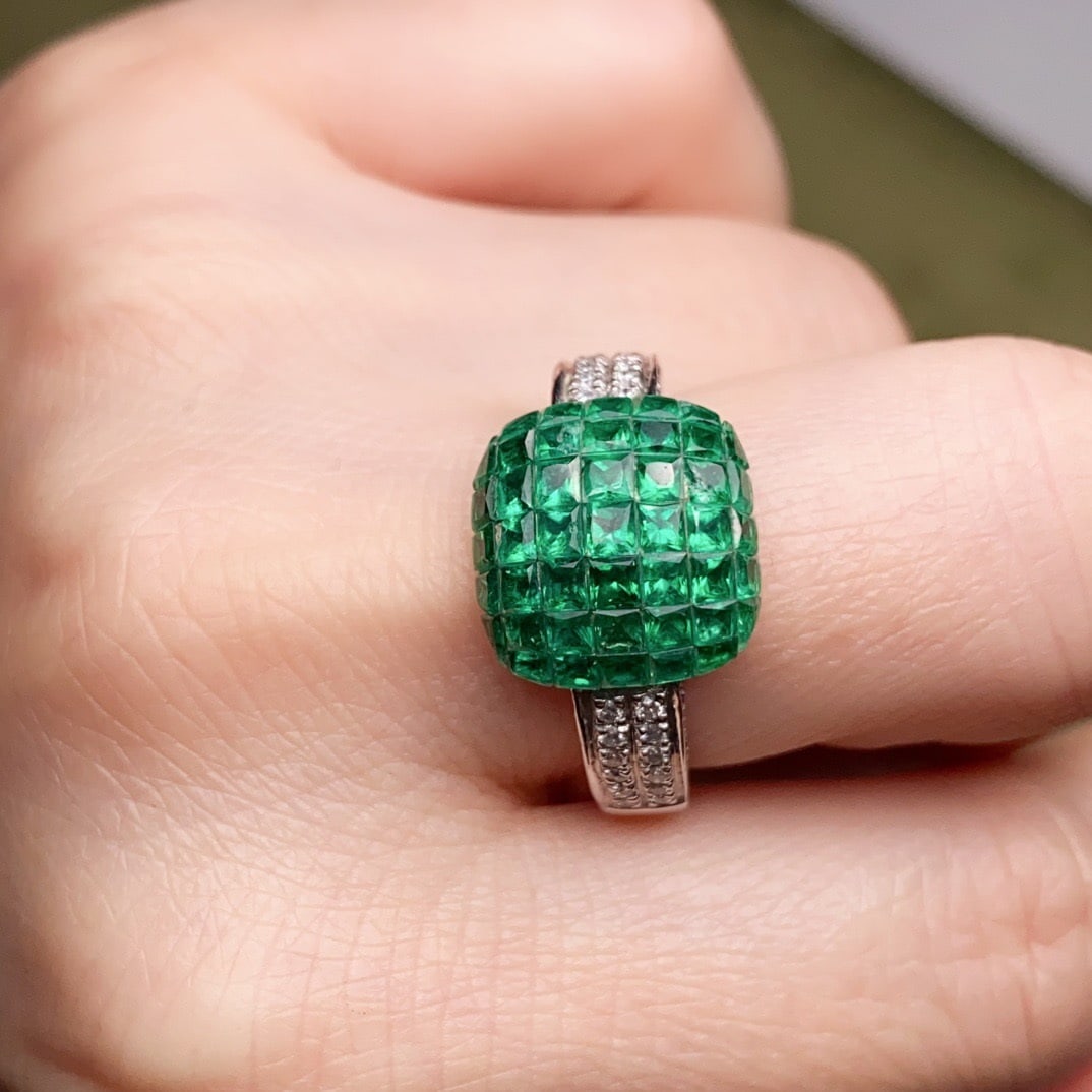 14k Gold 2.95 Ctw Natural Emerald & Diamond Ring - 2