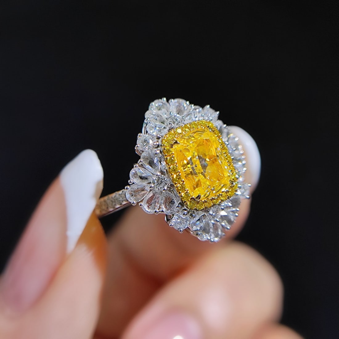 14k Gold 2.41 Ctw Natural Yellow Diamond & Diamond Ring/pendant( Without Chain ) - 2