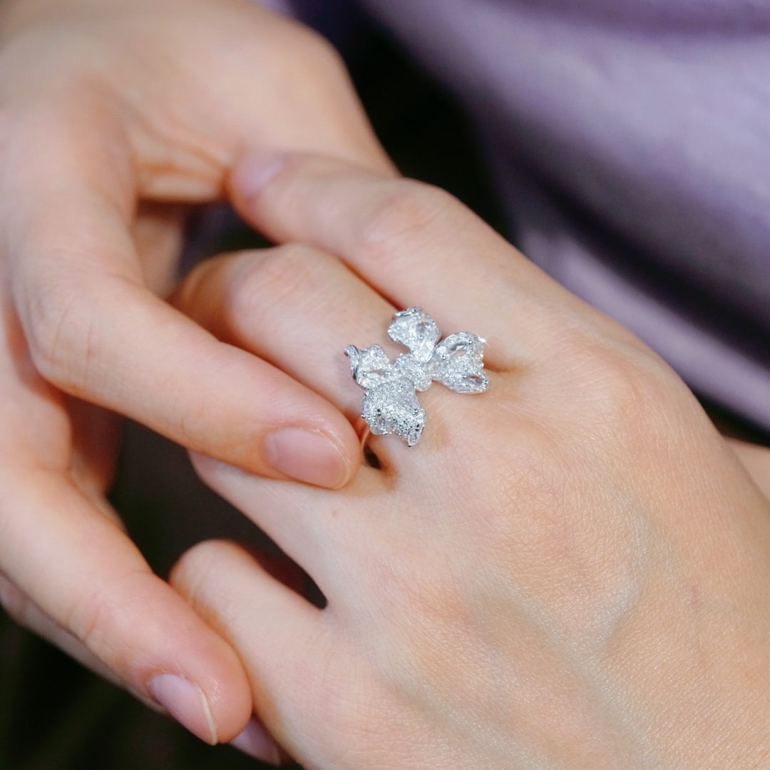 14k Gold 0.85 Ct Natural H Diamond Ring - 4