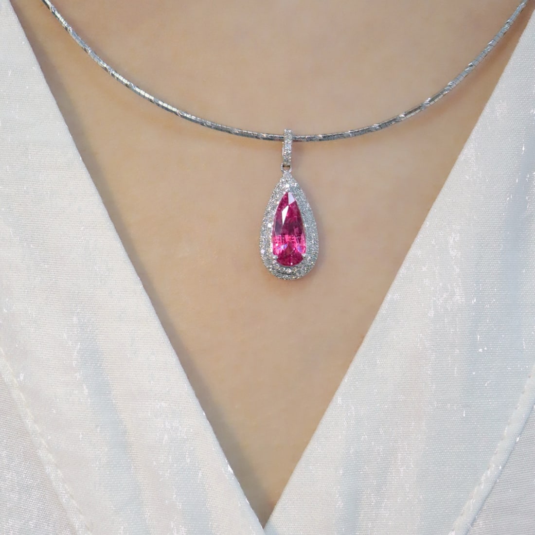 14k Gold 1.72 Ctw Natural Padparadscha Sapphire & Diamond Pendant( Without Chain ) - 5