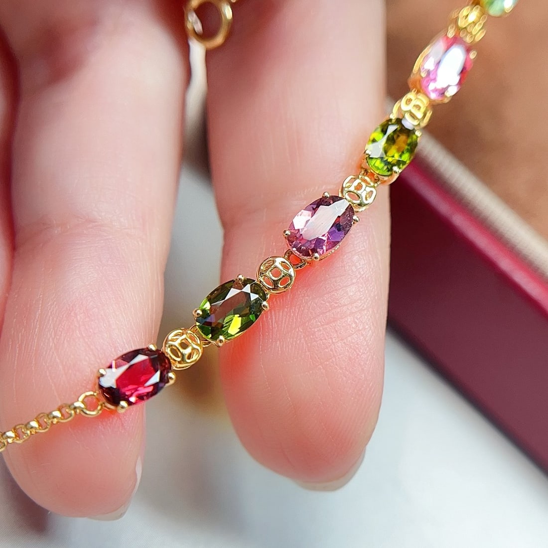 14k Gold 2.3 Ct Natural Tourmaline Bracelet - 2