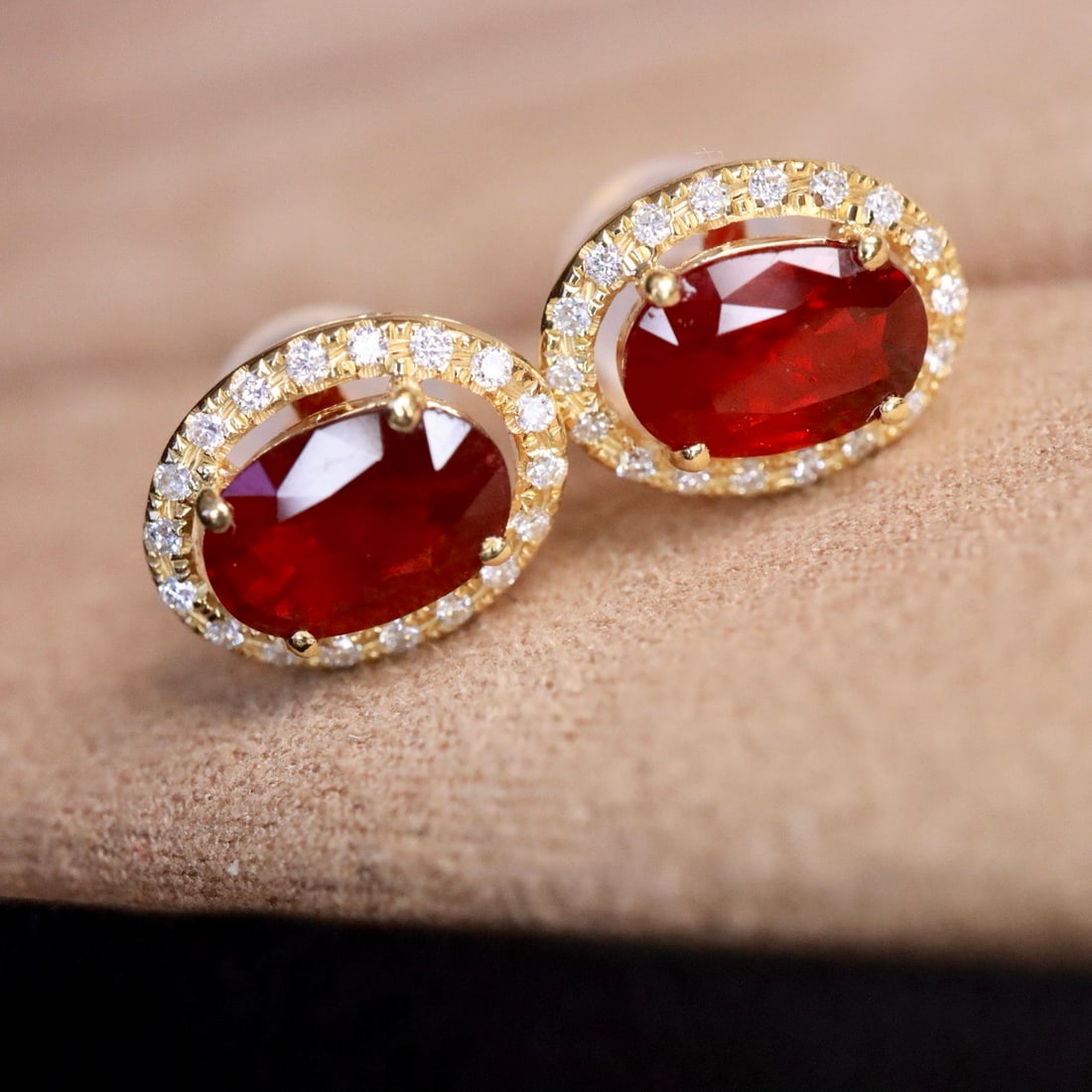 14k Gold 1.29 Ctw Natural Ruby & Diamond Earrings - 2