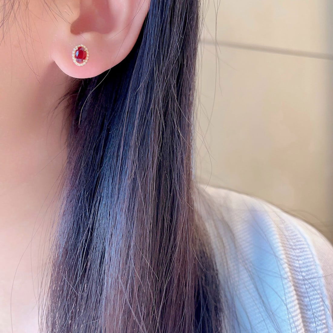 14k Gold 1.29 Ctw Natural Ruby & Diamond Earrings - 6