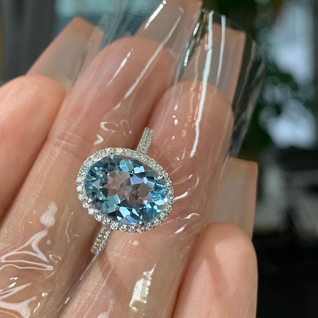 14k Gold 2.71 Ctw Natural Aquamarine & Diamond Ring - 4