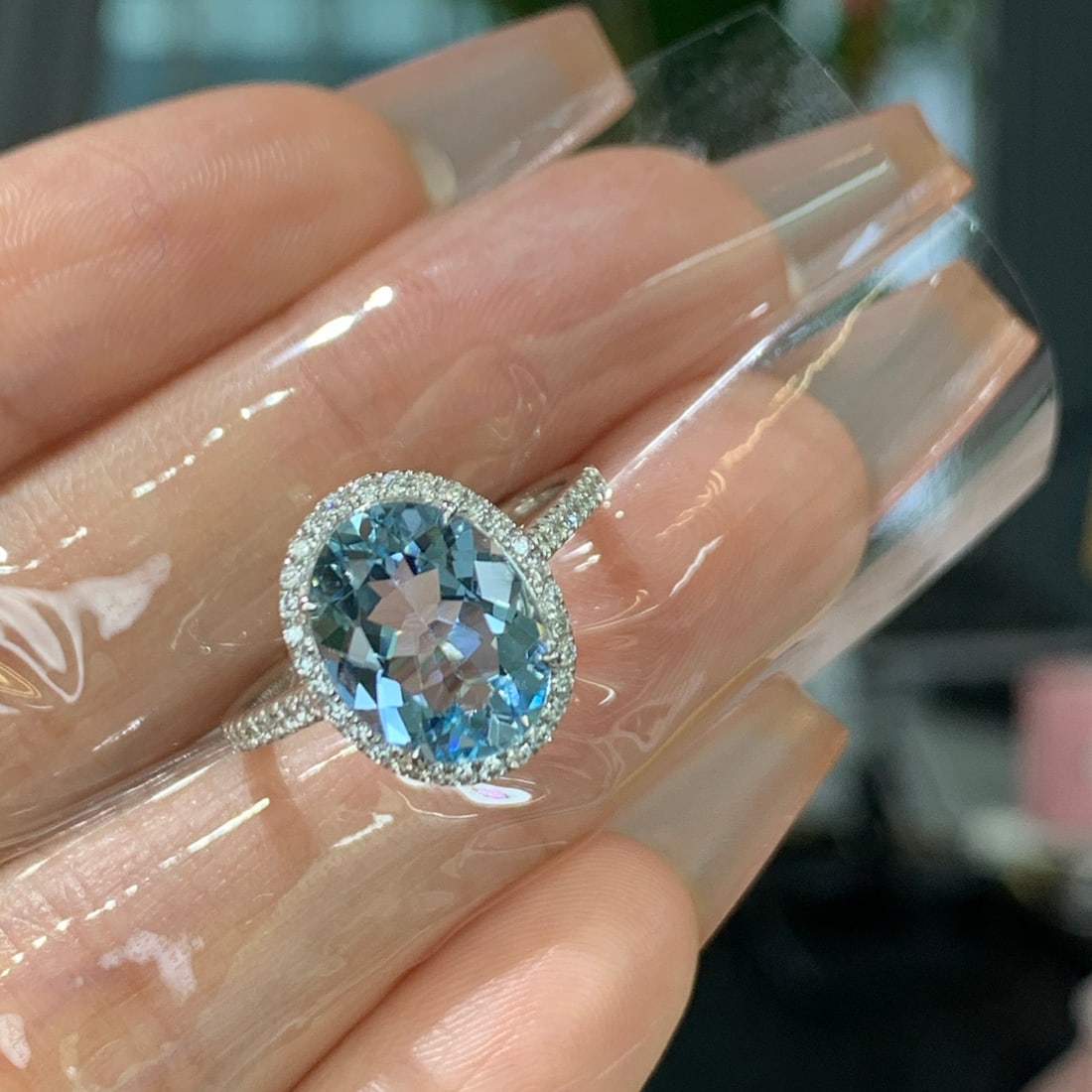 14k Gold 2.71 Ctw Natural Aquamarine & Diamond Ring - 5