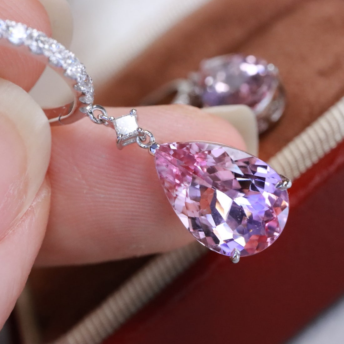 14k Gold 5.59 Ctw Natural Morganite & Diamond Earrings - 3