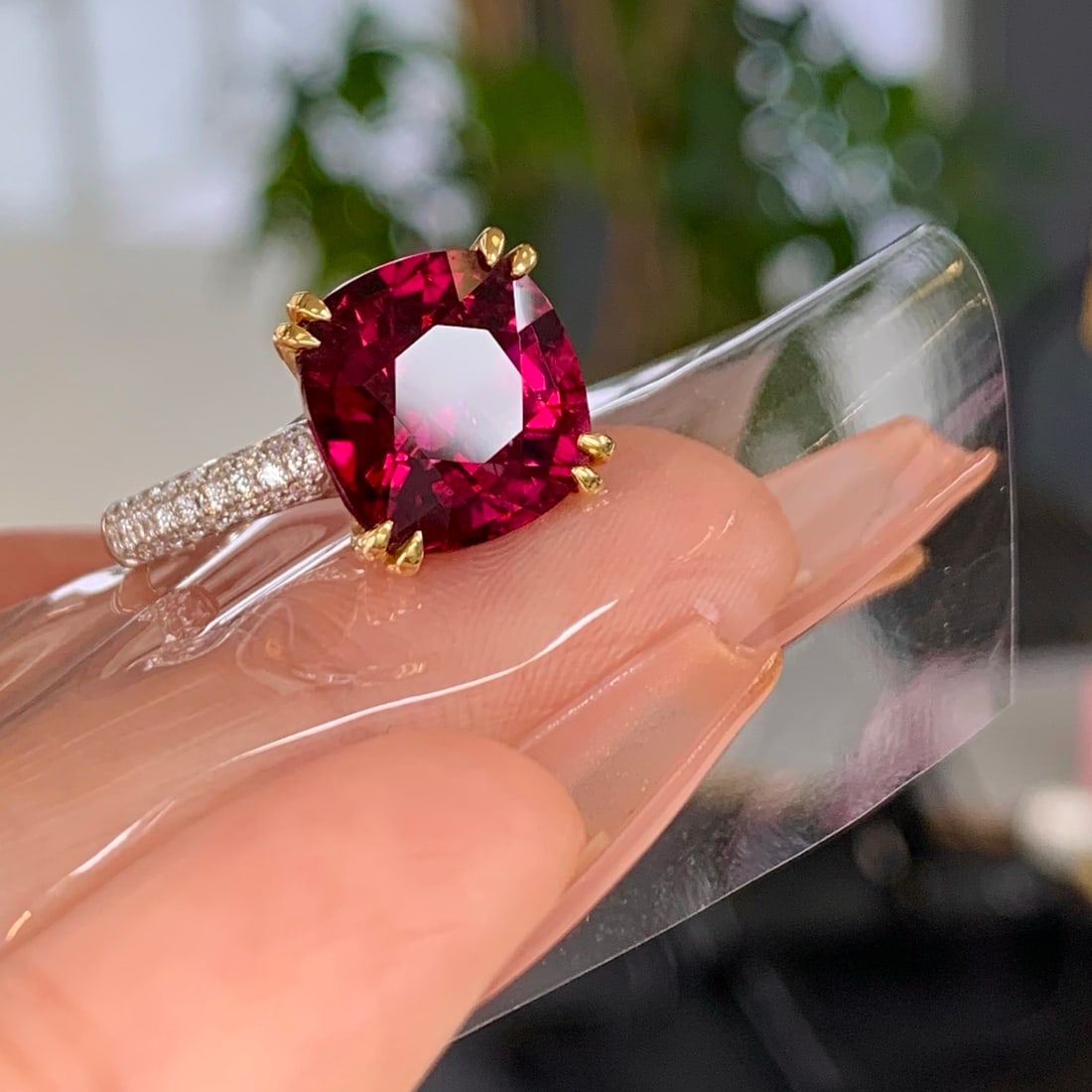 14k Gold 6.95 Ctw Natural Tourmaline & Diamond Ring - 2