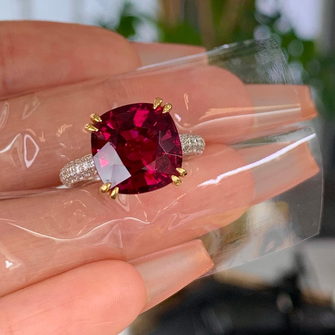 14k Gold 6.95 Ctw Natural Tourmaline & Diamond Ring - 4