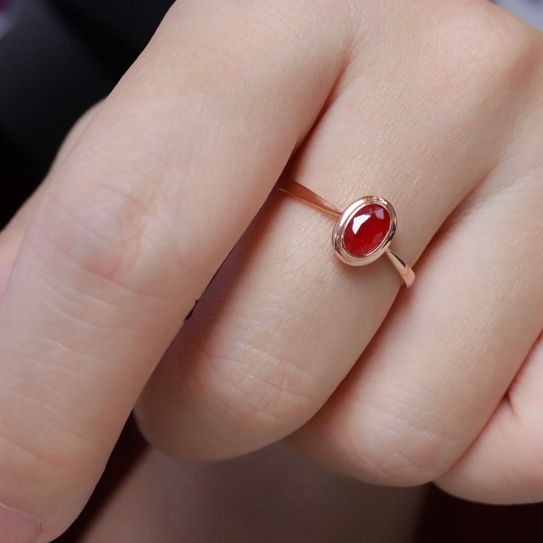 14k Gold 0.55 Ct Natural Ruby Ring - 5