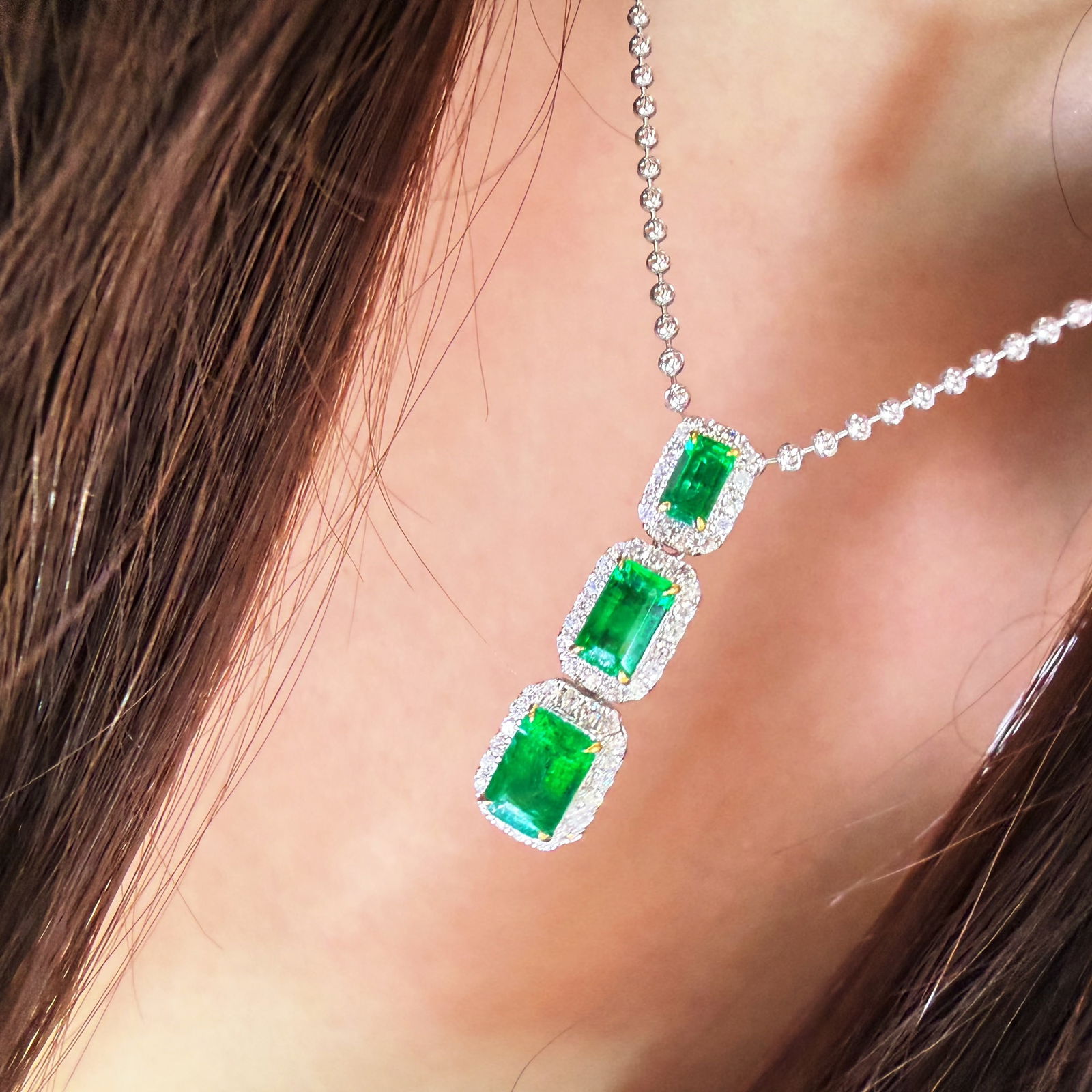 14k Gold 1.15 Ct Vivid Green Natural Emerald & Diamond Pendant( Without Chain ) - 6