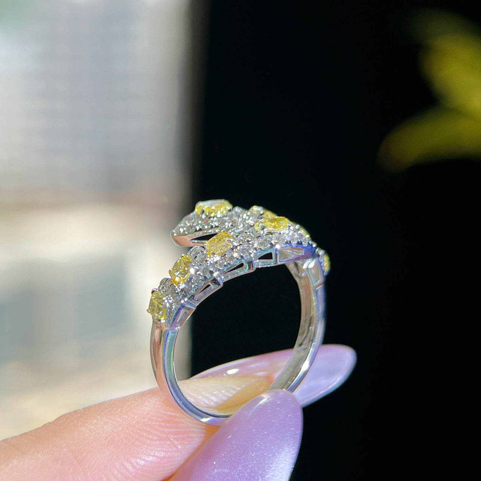 14k Gold 1.25 Ctw Natural Yellow Diamond & Diamond Ring - 5