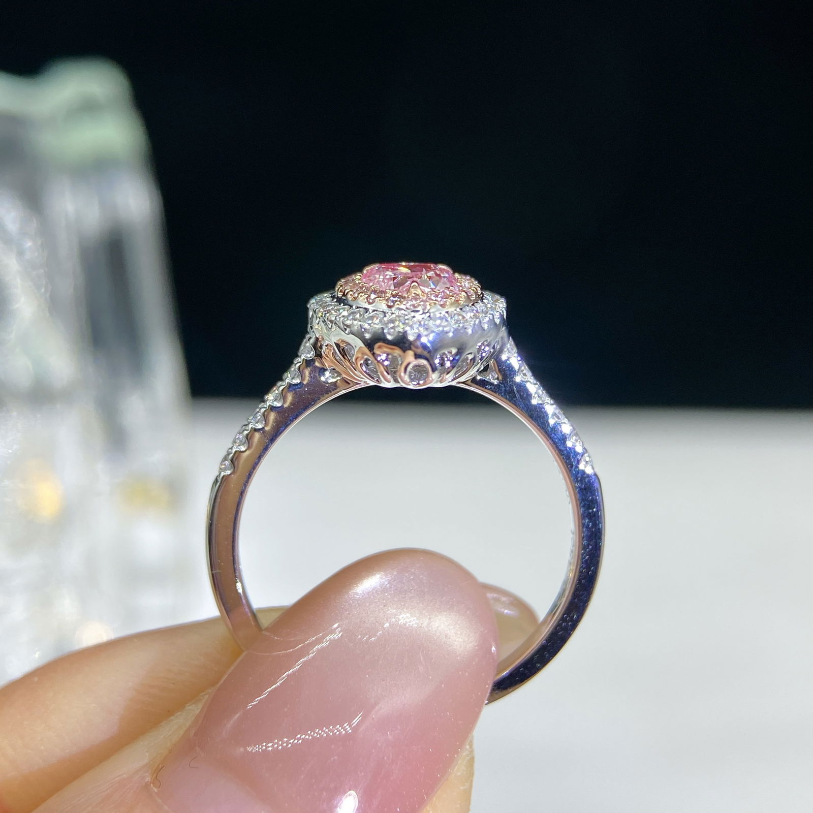 14k Gold 0.62 Ctw Natural Pink Diamond & Diamond Ring - 3