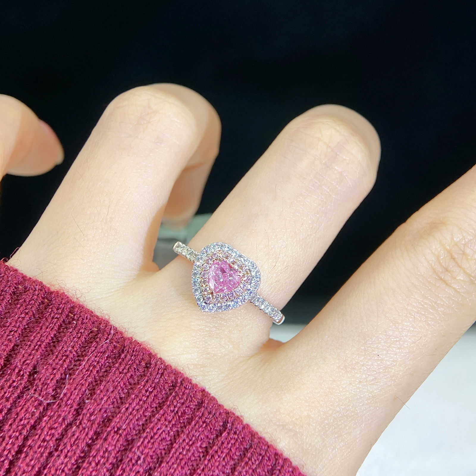 14k Gold 0.62 Ctw Natural Pink Diamond & Diamond Ring - 5