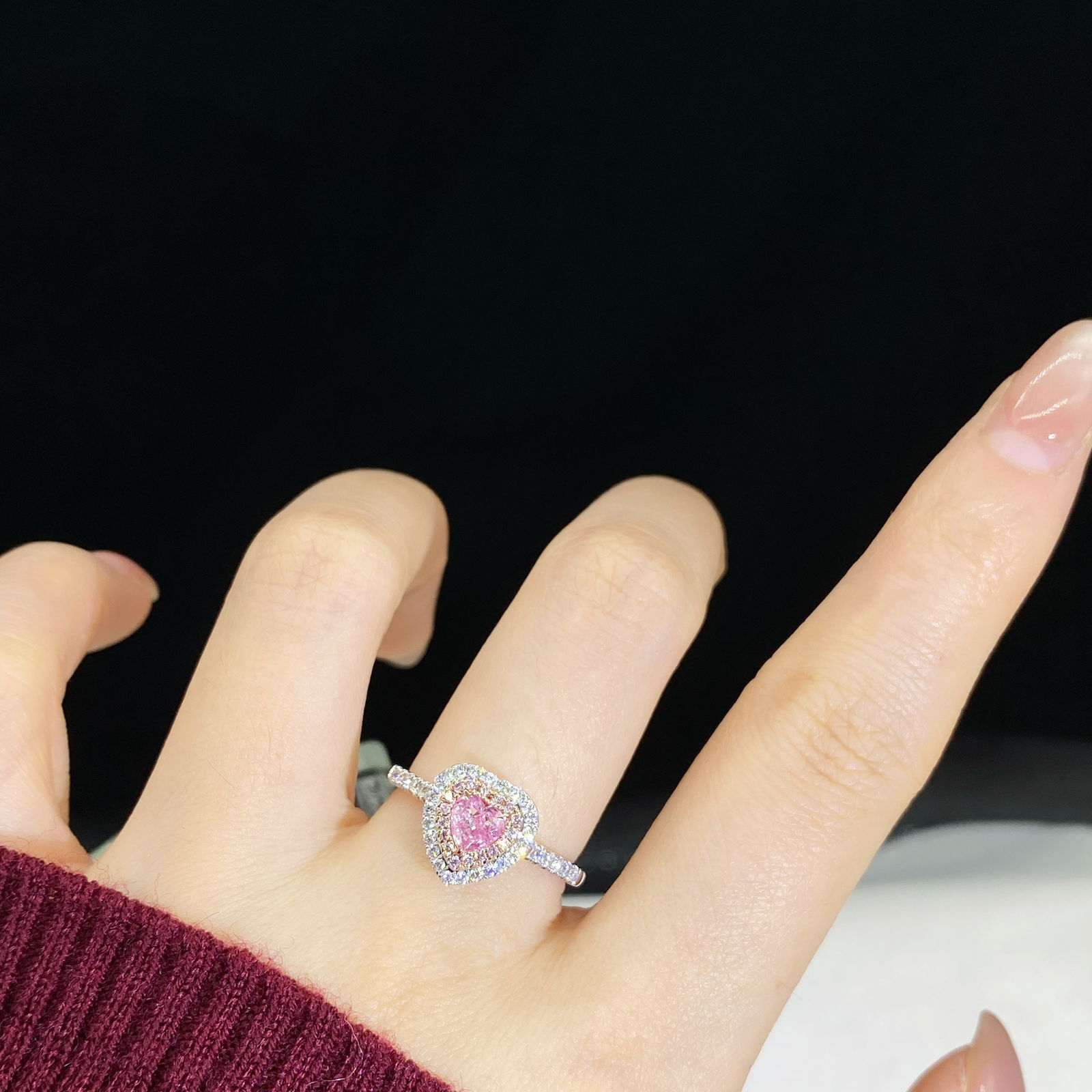 14k Gold 0.62 Ctw Natural Pink Diamond & Diamond Ring - 6