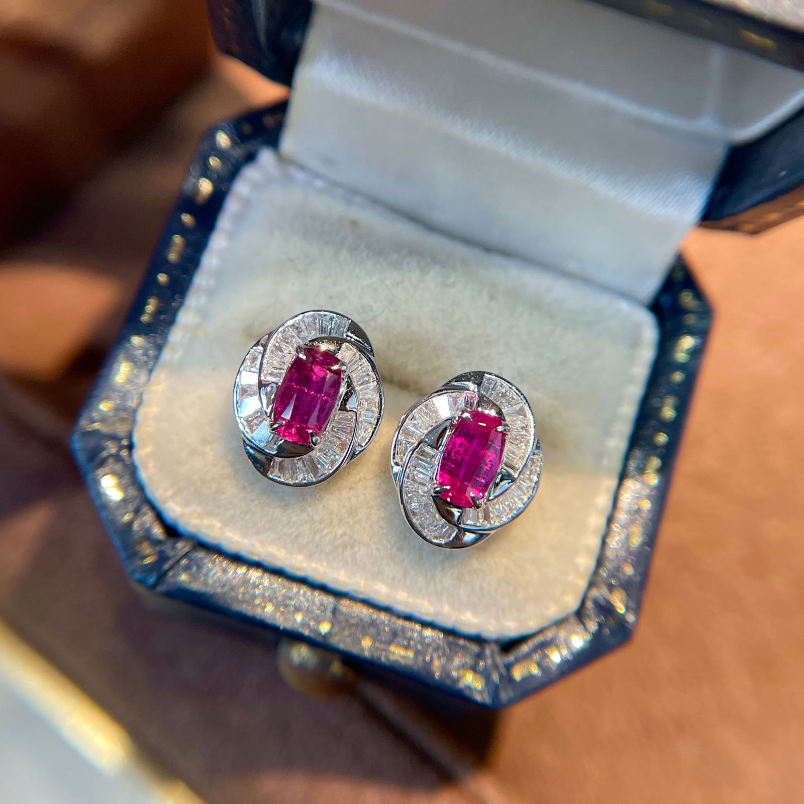 14k Gold 0.56 Ct Natural Ruby & Diamond Earrings - 5