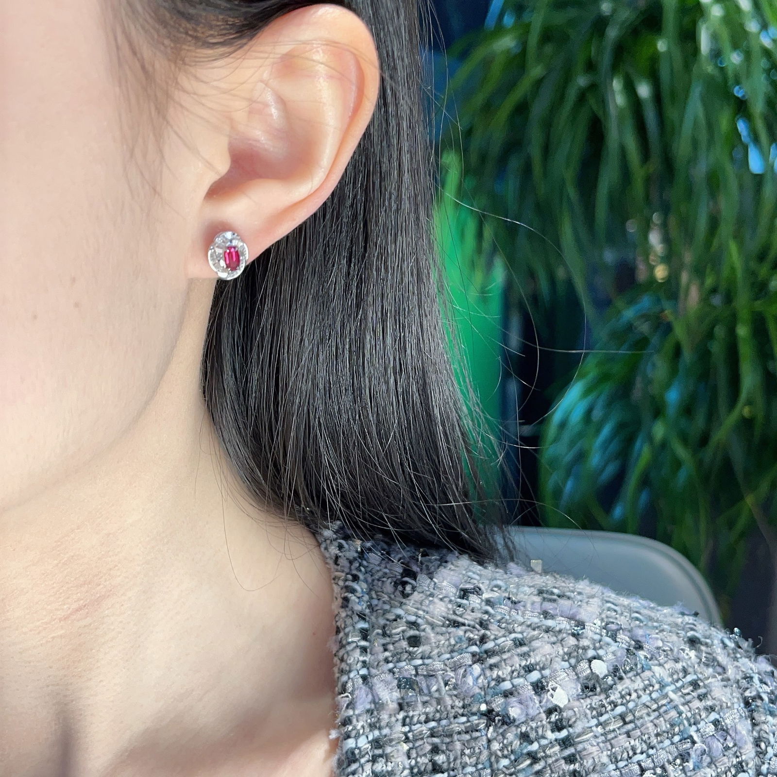 14k Gold 0.56 Ct Natural Ruby & Diamond Earrings - 7